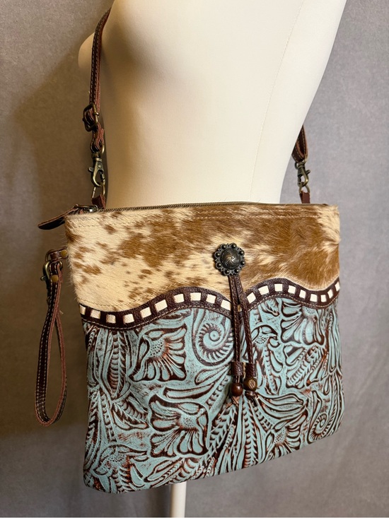 Myra Bag Handbags - Myra Tooled Leather & Hair-On Hide Crossbody Bag | Western Boho Purse